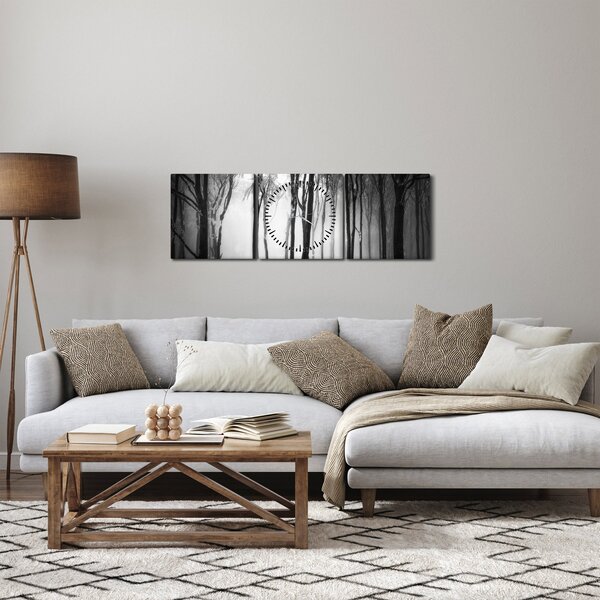 Tablou - Lup în pădurea întunecată (cu ceas) (90x30 cm)