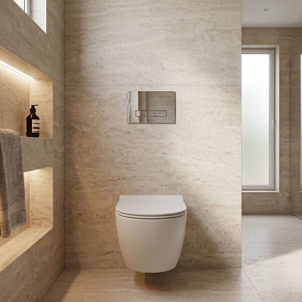 Set Cadru Îngropat Slim 024N pentru WC cu Buton HD Chrome