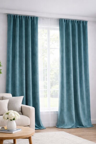 Draperie catifea turcoaz 140 x 260 cm Velunia Home – CONFTEX PUCIOASA