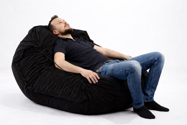 Fotoliu tip Perna Magic Pillow XXL, Material Textil - Black Velvet