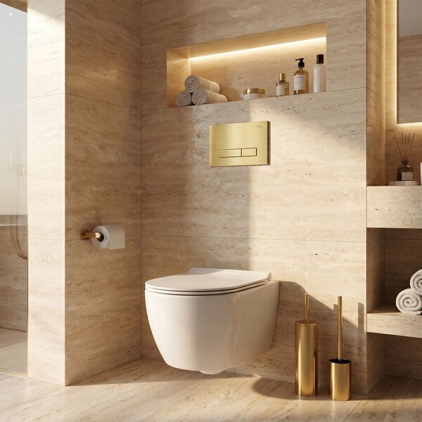 Set Cadru Îngropat Slim 024N pentru WC cu Buton HD Gold