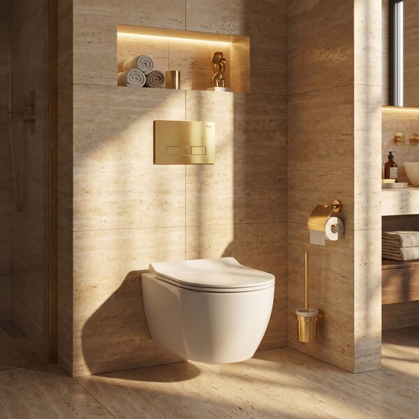 Set Cadru Îngropat Slim 024N pentru WC cu Buton HD Gold