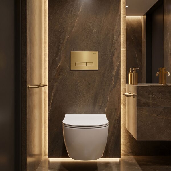 Set Cadru Îngropat Slim 024N pentru WC cu Buton HD Gold
