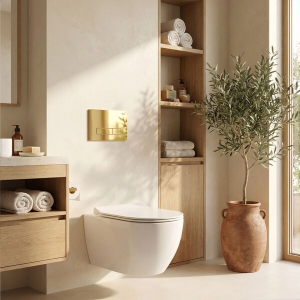 Set Cadru Îngropat Slim 024N pentru WC cu Buton HD Gold