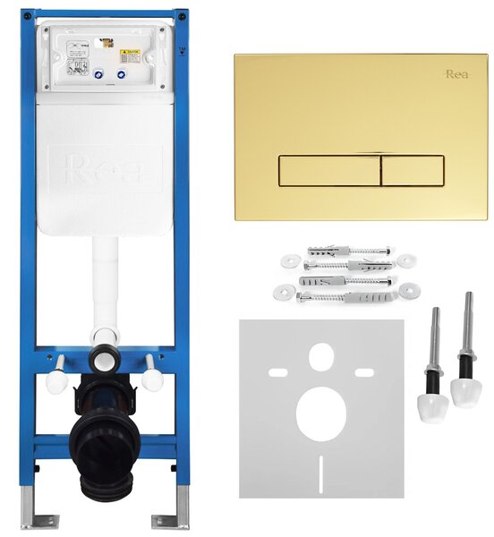 Set Cadru Îngropat Slim 024N pentru WC cu Buton HD Gold