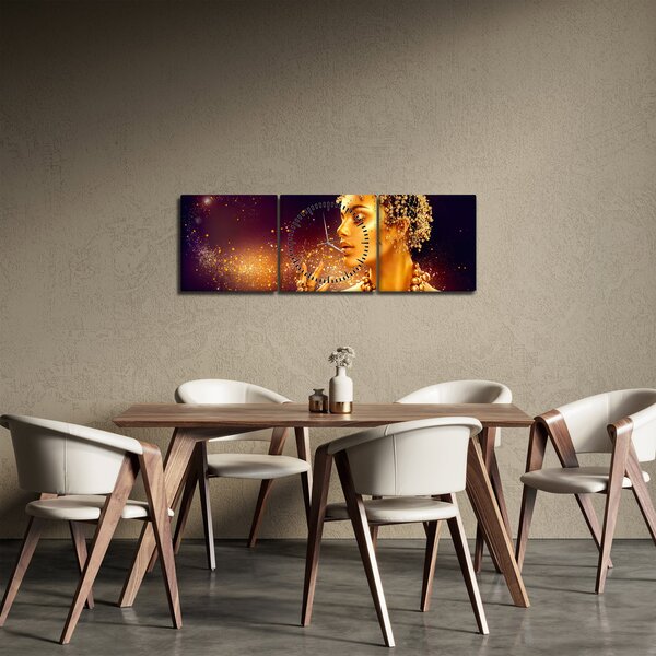 Tablou - Machiaj de aur (cu ceas) (90x30 cm)