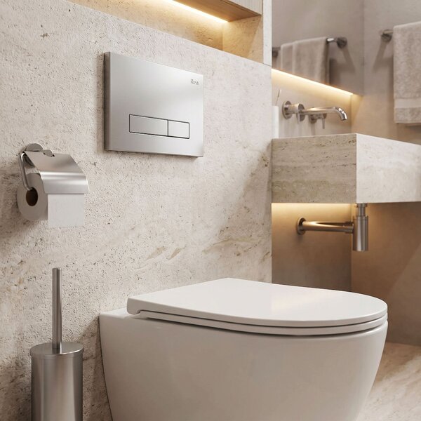 Set Cadru Îngropat Slim 024N pentru WC cu Buton HD Satin