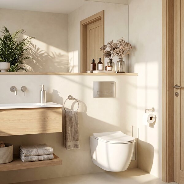 Set Cadru Îngropat Slim 024N pentru WC cu Buton HD Satin
