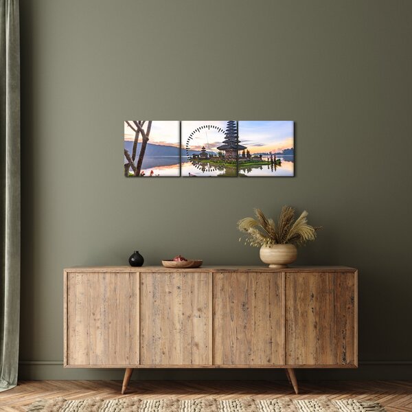 Tablou - Templul Pura Bratan (cu ceas) (90x30 cm)