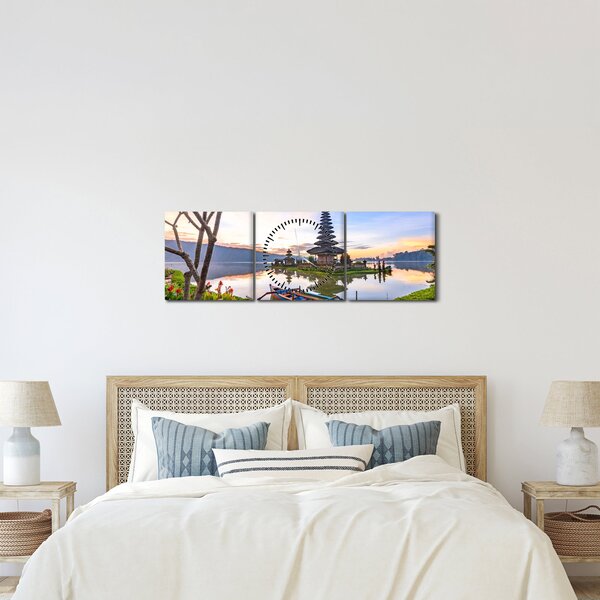 Tablou - Templul Pura Bratan (cu ceas) (90x30 cm)