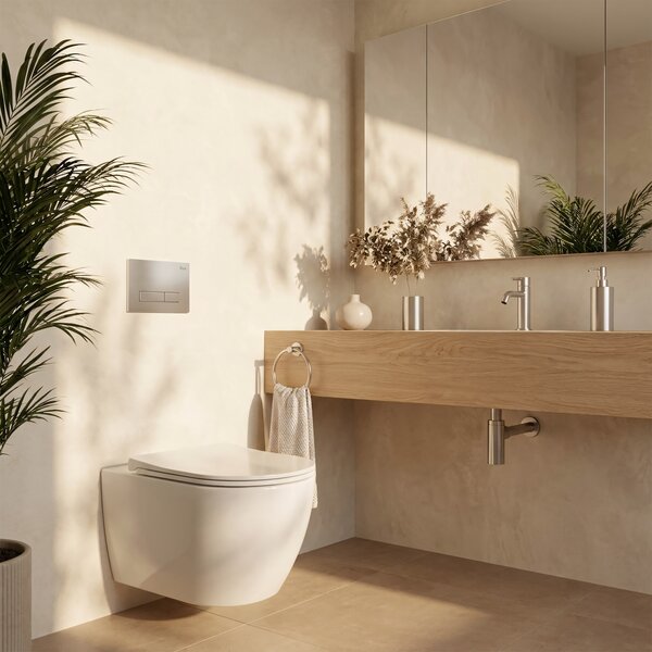 Set Cadru Îngropat Slim 024N pentru WC cu Buton HD Satin