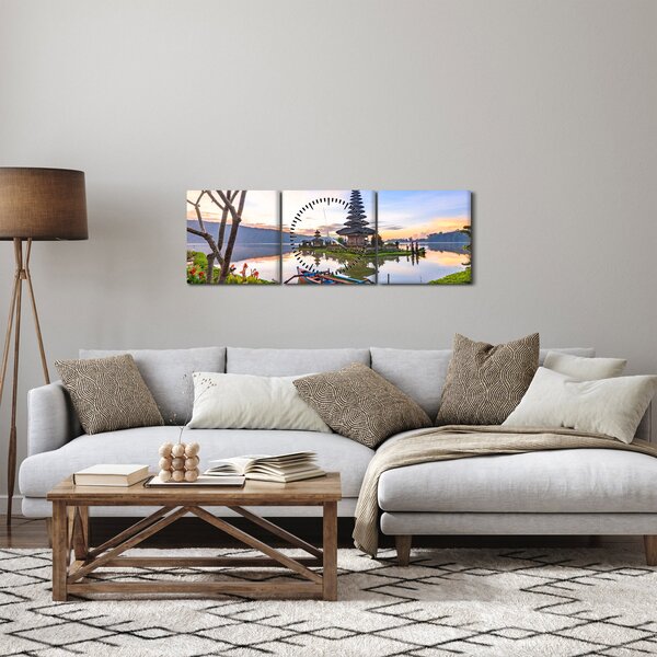 Tablou - Templul Pura Bratan (cu ceas) (90x30 cm)