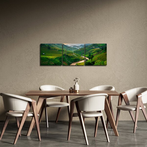 Tablou - Terase de orez II. (cu ceas) (90x30 cm)