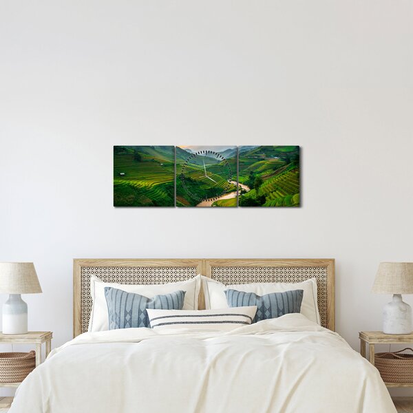 Tablou - Terase de orez II. (cu ceas) (90x30 cm)