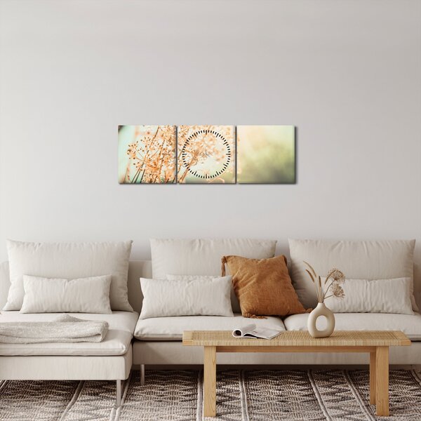 Tablou - Plante după ploaie (cu ceas) (90x30 cm)
