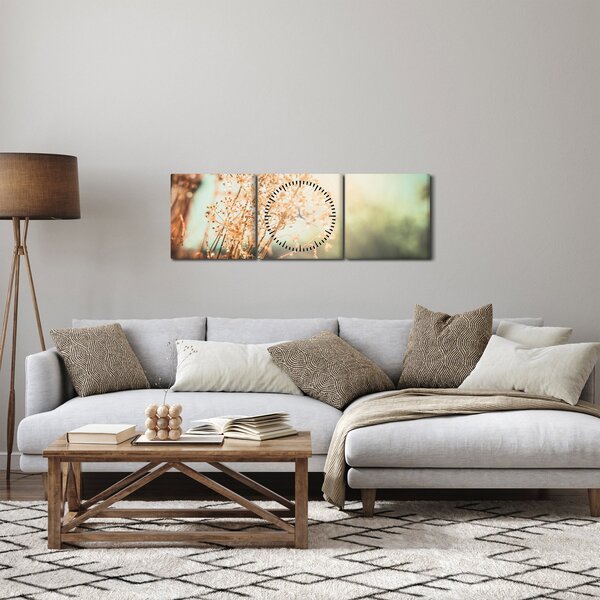 Tablou - Plante după ploaie (cu ceas) (90x30 cm)