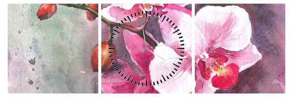 Tablou - Orhidee, acvariu (cu ceas) (90x30 cm)