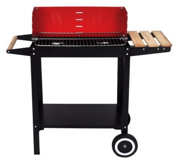 Gratar de gradina pe carbune BBQ 87x35 cm, negru/rosu