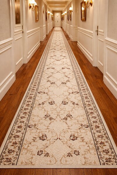 Traversa Hol, Model Clasic 523 100, Festonata, Latime 60 cm, Crem 60 x 400