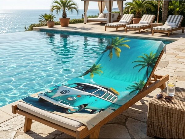 Prosop de plaja XL cu uscare rapida BREEZIO turcoaz 100 x 180 cm, 100% microfibra