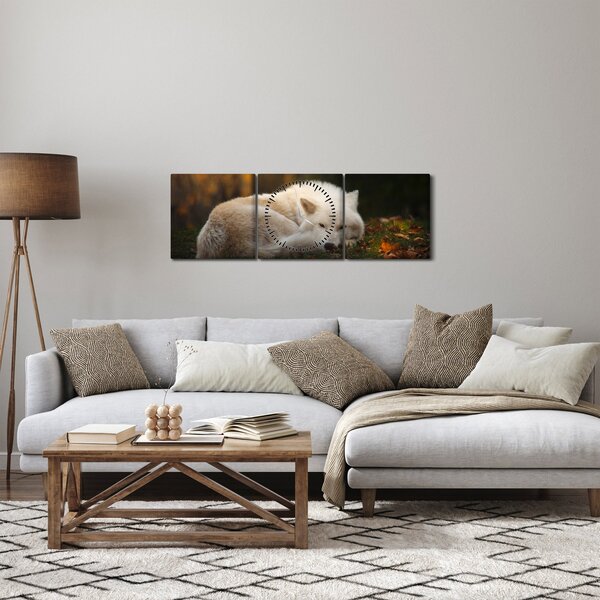 Tablou - Lupul care se odihnește (cu ceas) (90x30 cm)
