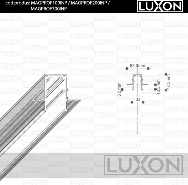 Sina magnetica ALBA cu MONTAJ INCORPORAT pentru placari LUXON