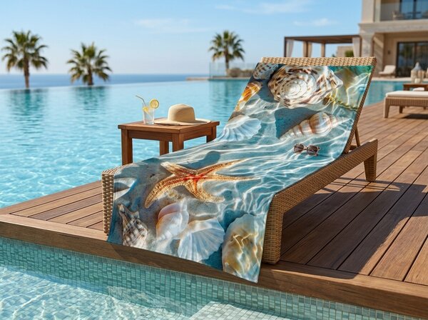 Prosop de plaja cu uscare rapida CORALIA colorat 70 x 140 cm, 100% microfibra