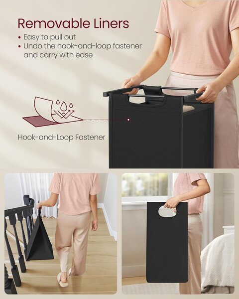 Cos de rufe Vasagle Negru 2 x 46L, 73 x 33 x 72 cm