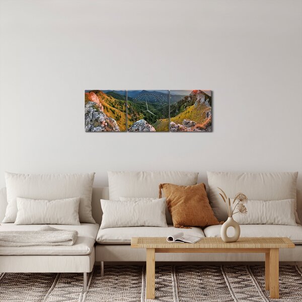 Tablou - Peisaj montan (cu ceas) (90x30 cm)