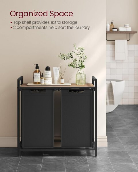 Cos de rufe Vasagle Negru 2 x 46L, 73 x 33 x 72 cm
