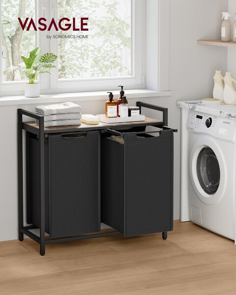 Cos de rufe Vasagle Negru 2 x 46L, 73 x 33 x 72 cm