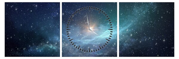 Tablou - Stele și nebuloase (cu ceas) (90x30 cm)