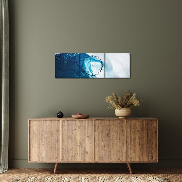 Tablou - Val oceanic (cu ceas) (90x30 cm)