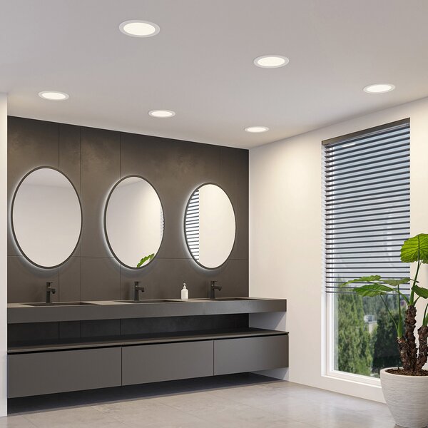 PRIOS Prios LED lampă încastrată Cadance, alb, 22 cm, set de 3, CCT, reglabil, Alb, Baie, Aluminiu, Modern, Corpuri de iluminat încastrate rotunde