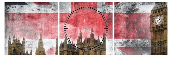 Tablou - Londra (cu ceas) (90x30 cm)