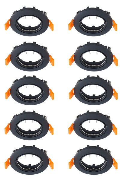 PRIOS Prios plafonieră LED încastrată Fibur, negru, zinc, Ø8.2cm, 10pcs, reglabil, Negru, Camera de zi / sufragerie, Metal, Modern