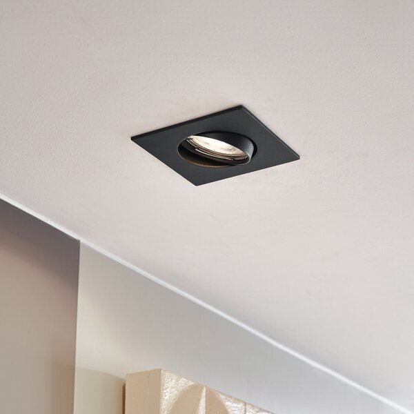 PRIOS Lampa de încastrare Fibur, negru, 9 cm, GU10, 10 bucăți, reglabil, Negru, Camera de zi / sufragerie, Metal, Modern, Plafon încastrat