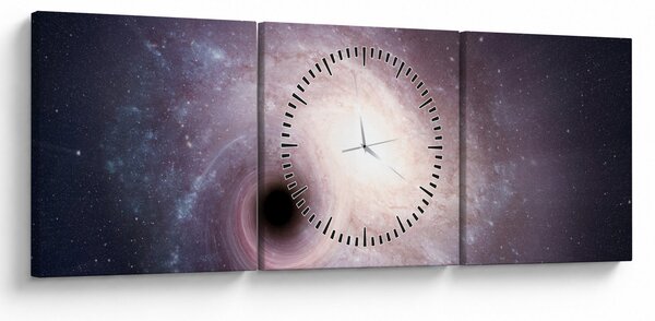 Tablou - Galaxii spiralate (cu ceas) (90x30 cm)