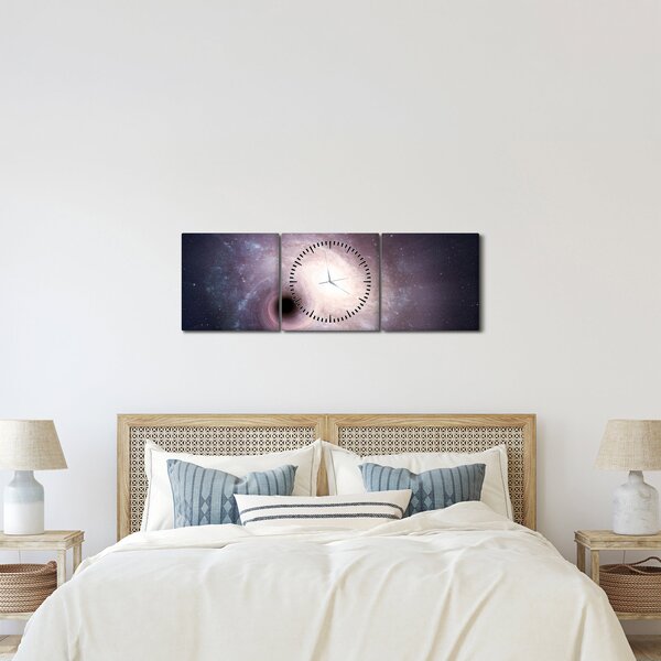 Tablou - Galaxii spiralate (cu ceas) (90x30 cm)