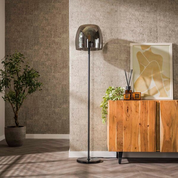 Zijlstra Lampadar Philippa, gri fumuriu/negru, sticlă/metal, 170 cm, Gri, Camera de zi / sufragerie, Sticlă, Modern