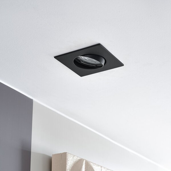 PRIOS Lampa de încastrare Fibur, negru, 9 cm, GU10, 10 bucăți, reglabil, Negru, Camera de zi / sufragerie, Metal, Modern, Plafon încastrat