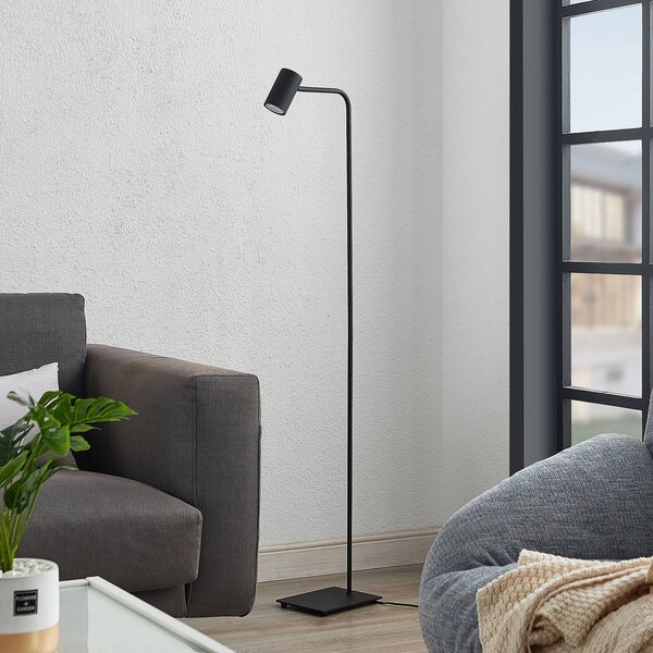 Lindby Lampadar Sanad, înălțime 140 cm, negru, metal, GU10, Negru, Camera de zi / sufragerie, Metal, Modern