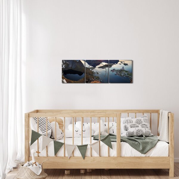 Tablou - Peisaj montan, Norvegia (cu ceas) (90x30 cm)