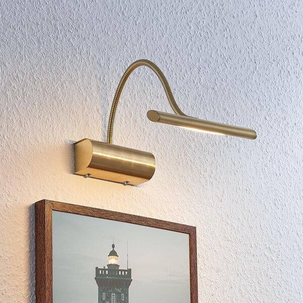Lindby Rakel aplică tablou LED, braț flexibil, alamă mată, reglabil, Auriu / Alamă, Camera de zi / sufragerie, Metal, Modern