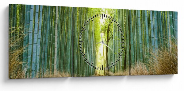 Tablou - Pădure de bambus (cu ceas) (90x30 cm)