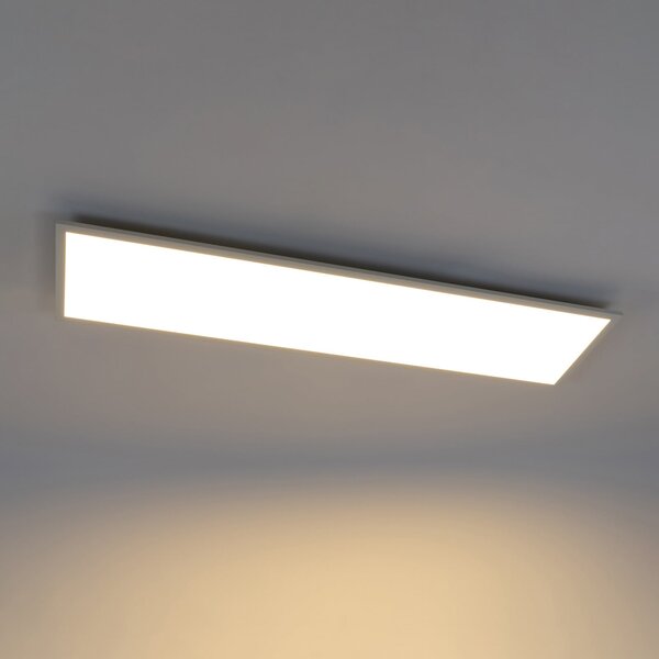 Lindby Panou LED Luay, 120 x 30 cm, CCT, telecomandă, dimabil, reglabil, Alb, Bucătărie, Plastic, Modern