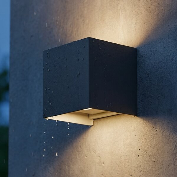IDEAL LUX Ideal Lux LED pentru exterior Atom antracit, 10 cm, metal, Negru, Metal, Modern, Priză de perete sus / jos