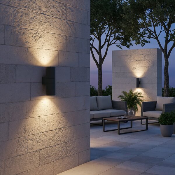 IDEAL LUX Ideal Lux lampă de perete pentru exterior Gun aluminiu antracit, Ø 11 cm,, reglabil, Negru, Aluminiu, Modern