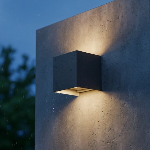 IDEAL LUX Ideal Lux LED pentru exterior Atom antracit, 10 cm, metal, Negru, Metal, Modern, Priză de perete sus / jos