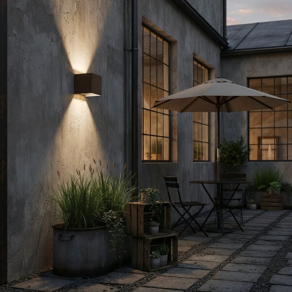 IDEAL LUX Ideal Lux LED pentru exterior Atom, maro, 10 cm, metal, Maro / Rugină, Metal, Modern, Priză de perete sus / jos